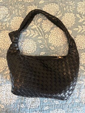 a new day Black Woven Knot-Handle Shoulder Bag